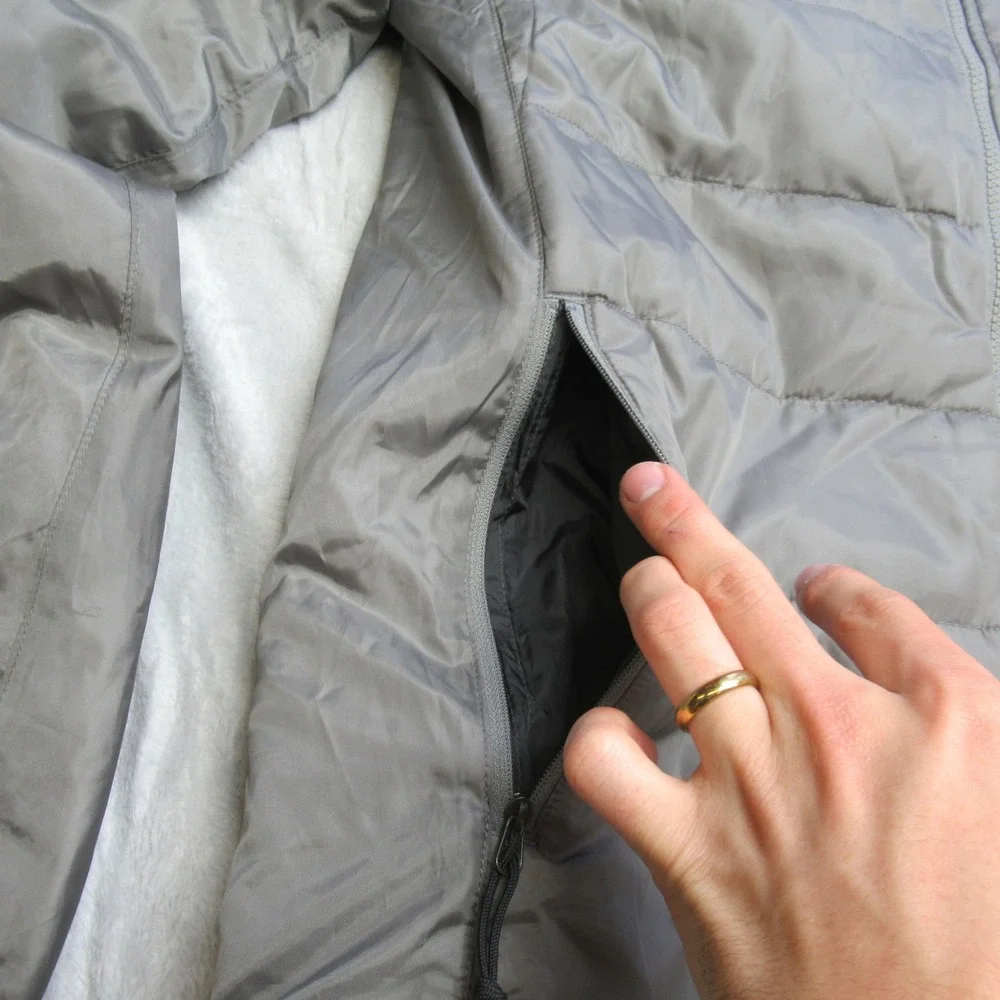 North Face Jacket Mens Small Gray Insulated Interchange FullZip Pocket Wind Rain